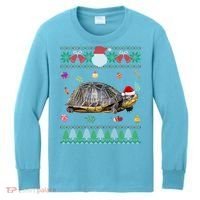 Funny Ugly Sweater Christmas Animals Santa Turtle Lover Gift Kids Long Sleeve Shirt thumb 0