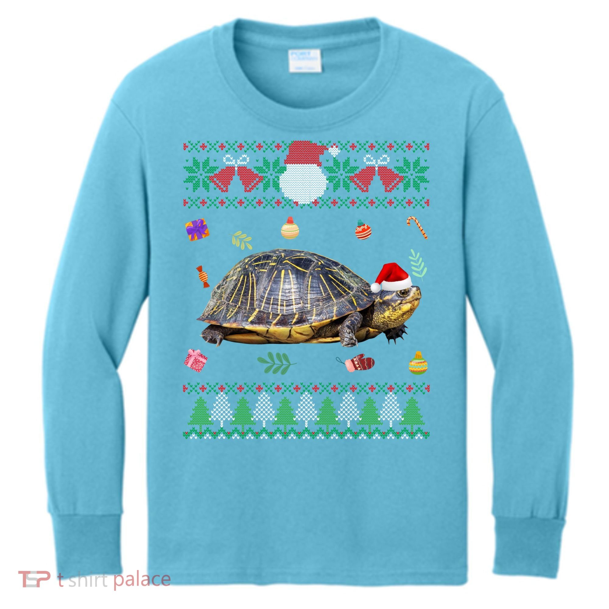 Funny Ugly Sweater Christmas Animals Santa Turtle Lover Gift Kids Long Sleeve Shirt