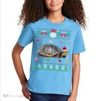 Funny Ugly Sweater Christmas Animals Santa Turtle Lover Gift Kids T-Shirt thumb 2