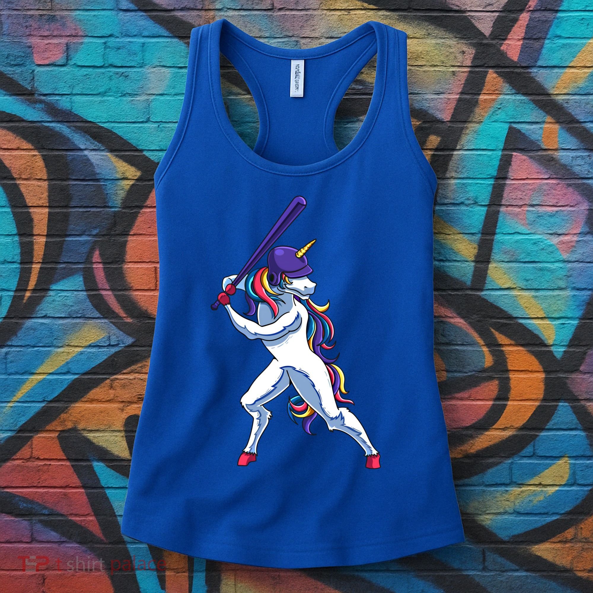 Funny Unicorn Sports Softball Magical Bat And Ball Player Meaningful Gift Women's Tank Top