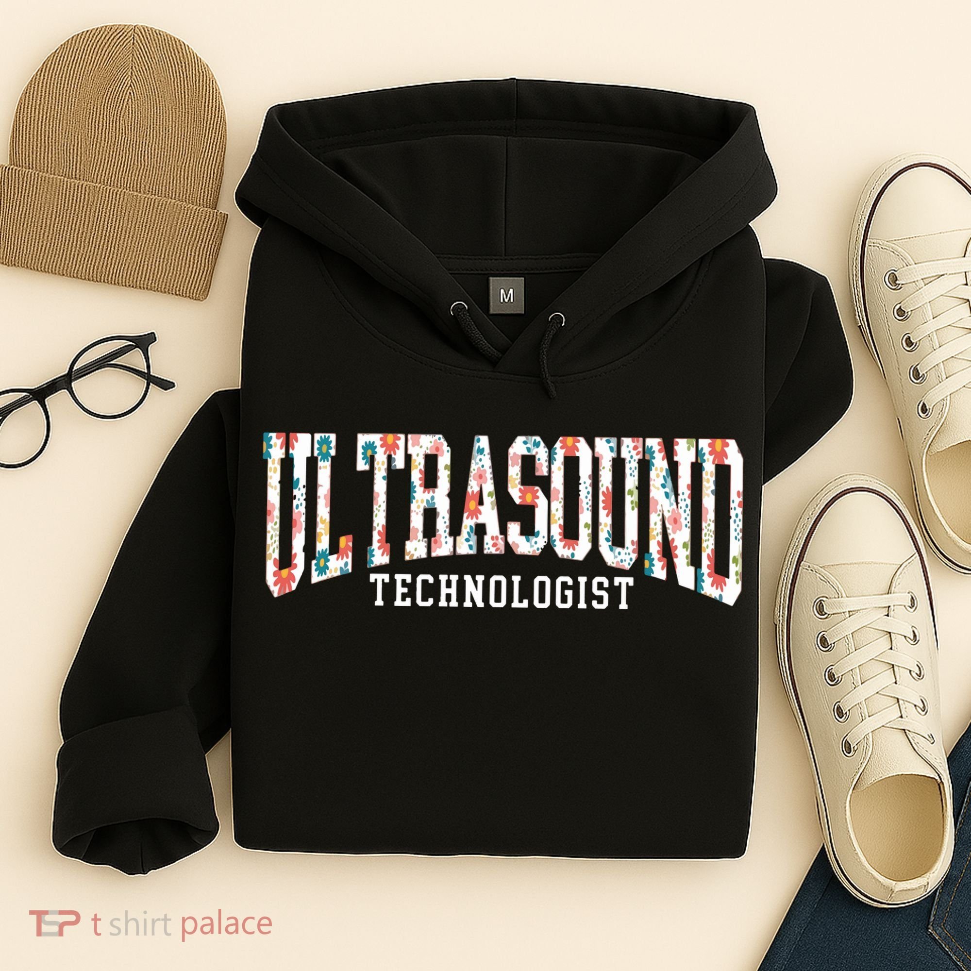 Floral Ultrasound Technologist Sonographer Hoodie