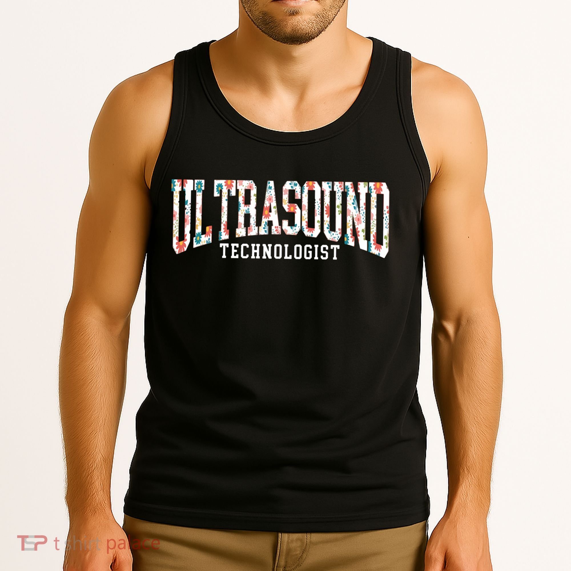 Floral Ultrasound Technologist Sonographer Tank Top