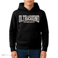 Floral Ultrasound Technologist Sonographer Kids Hoodie thumb 4