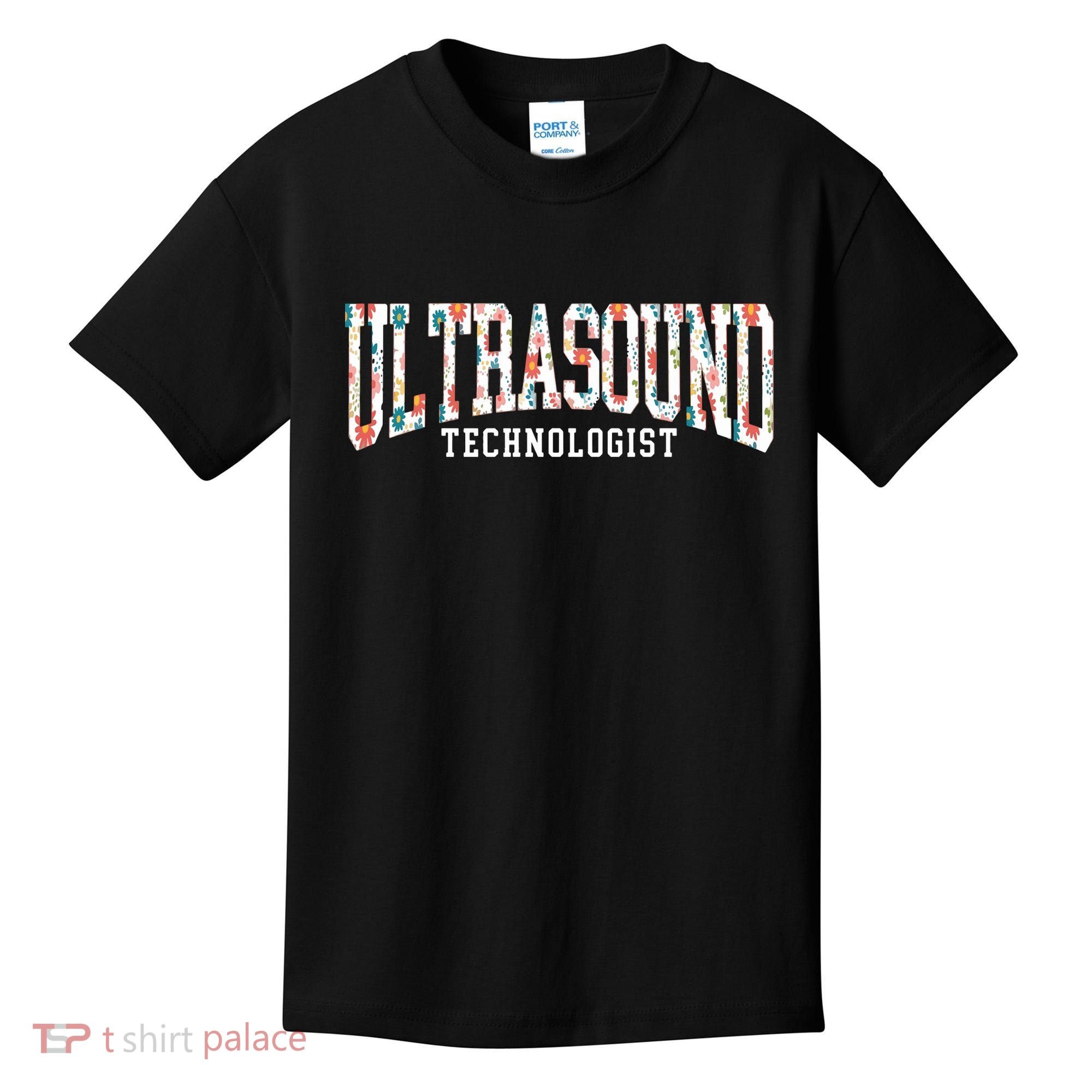 Floral Ultrasound Technologist Sonographer Kids T-Shirt