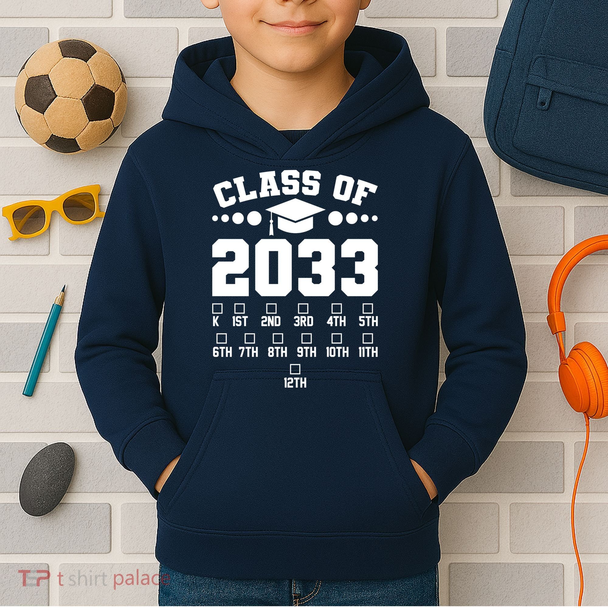 Future Class Of 2033 Check Mark Chart Kids Hoodie