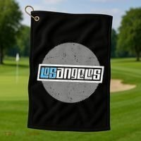 Futuristic Los Angeles Logo Golf Towel thumb 1