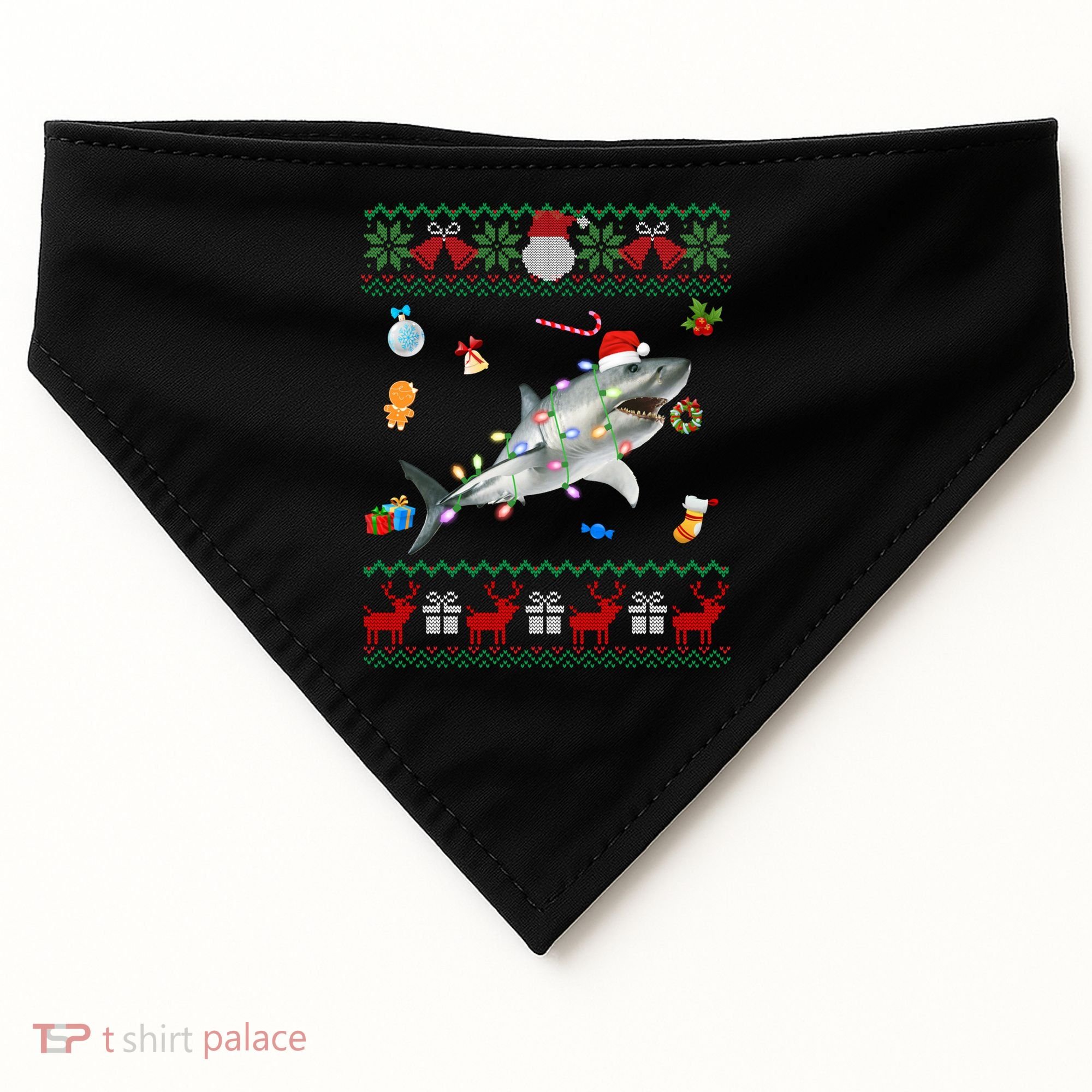 Funny Ugly Xmas Sweater Animals Lights Christmas Shark Meaningful Gift USA-Made Doggie Bandana