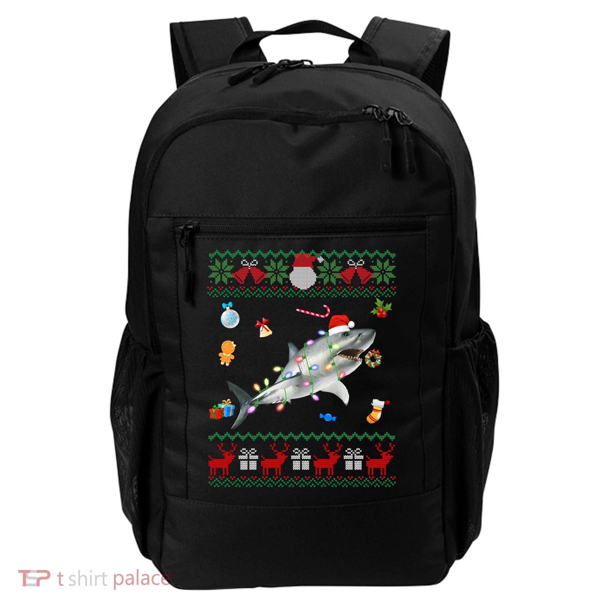 Funny Ugly Xmas Sweater Animals Lights Christmas Shark Meaningful Gift Backpack