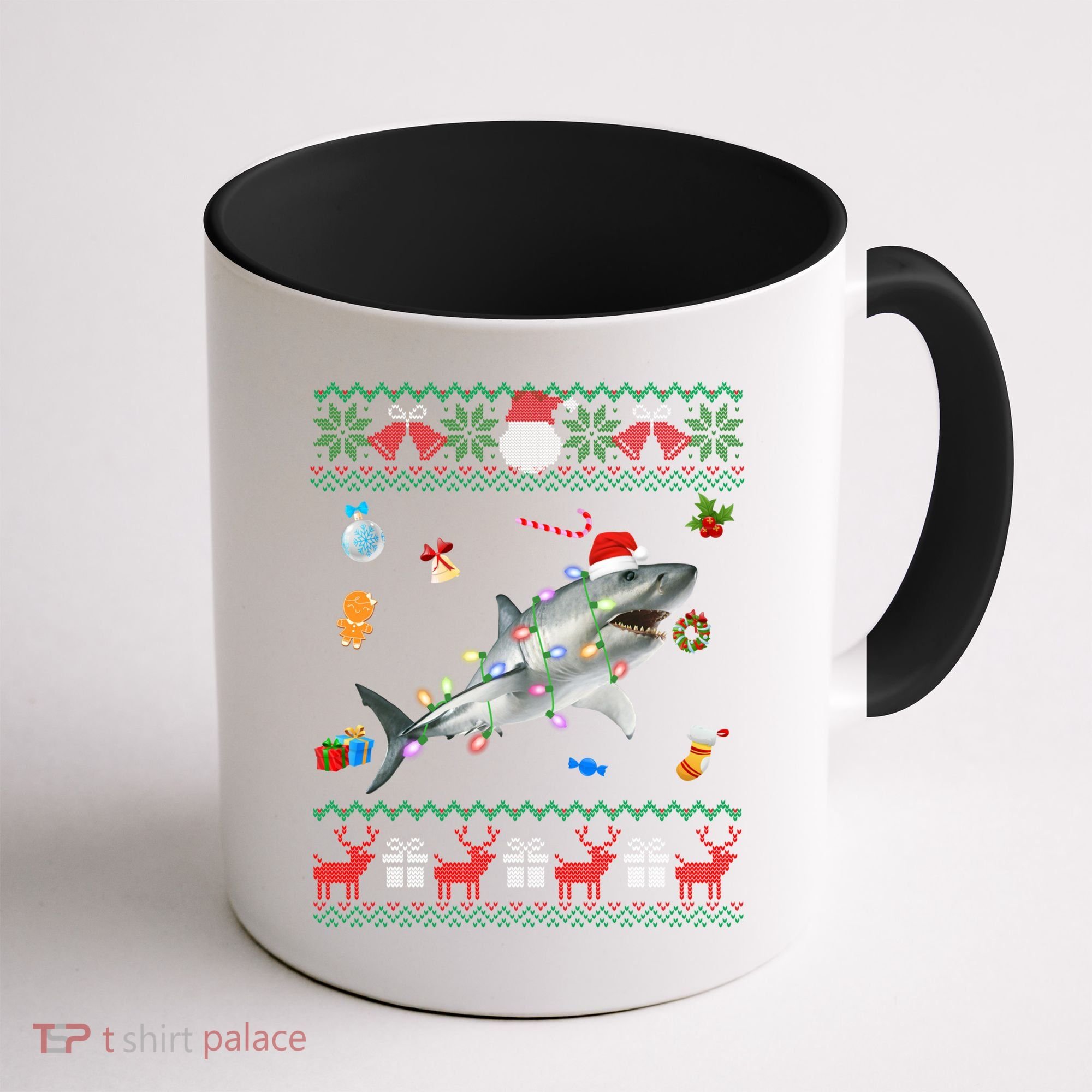 Funny Ugly Xmas Sweater Animals Lights Christmas Shark Meaningful Gift Coffee Mug