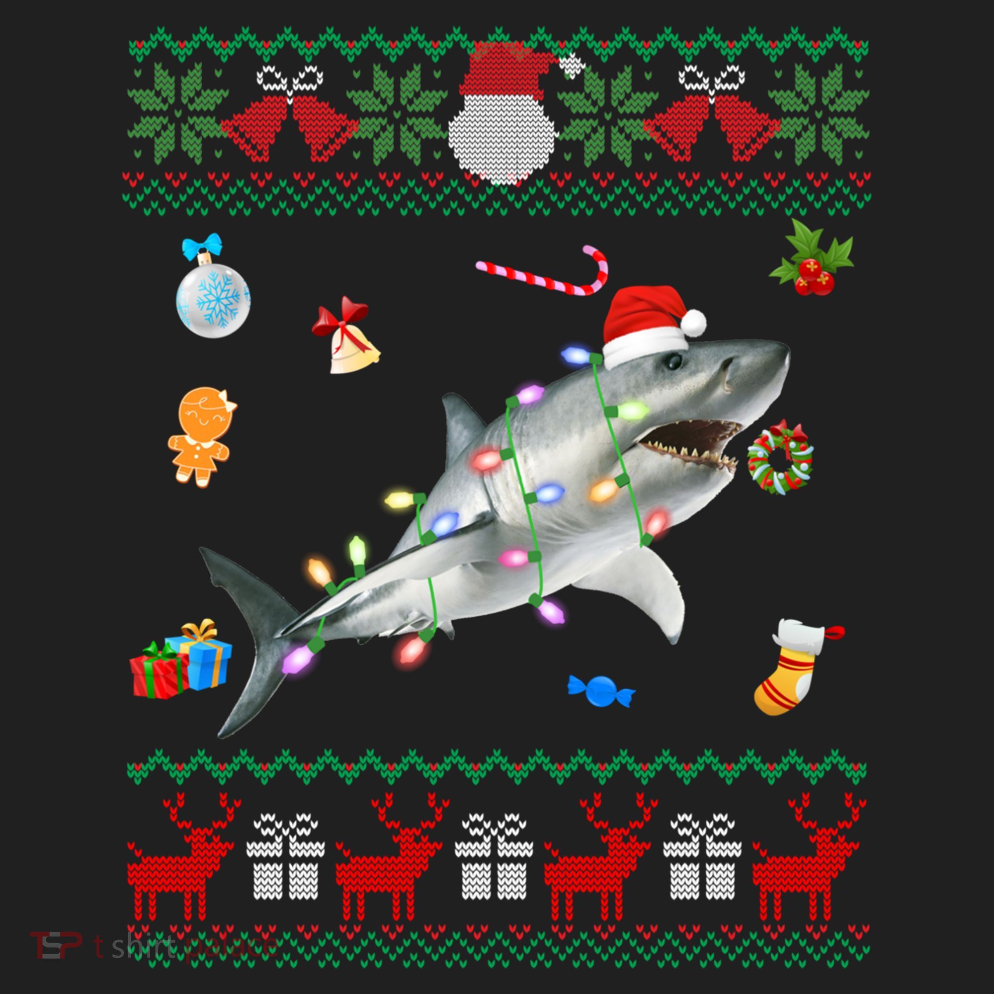 Funny Ugly Xmas Sweater Animals Lights Christmas Shark Meaningful Gift Beanie