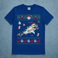 Funny Ugly Xmas Sweater Animals Lights Christmas Shark Meaningful Gift T-Shirt thumb 5