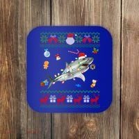 Funny Ugly Xmas Sweater Animals Lights Christmas Shark Meaningful Gift Coaster thumb 0