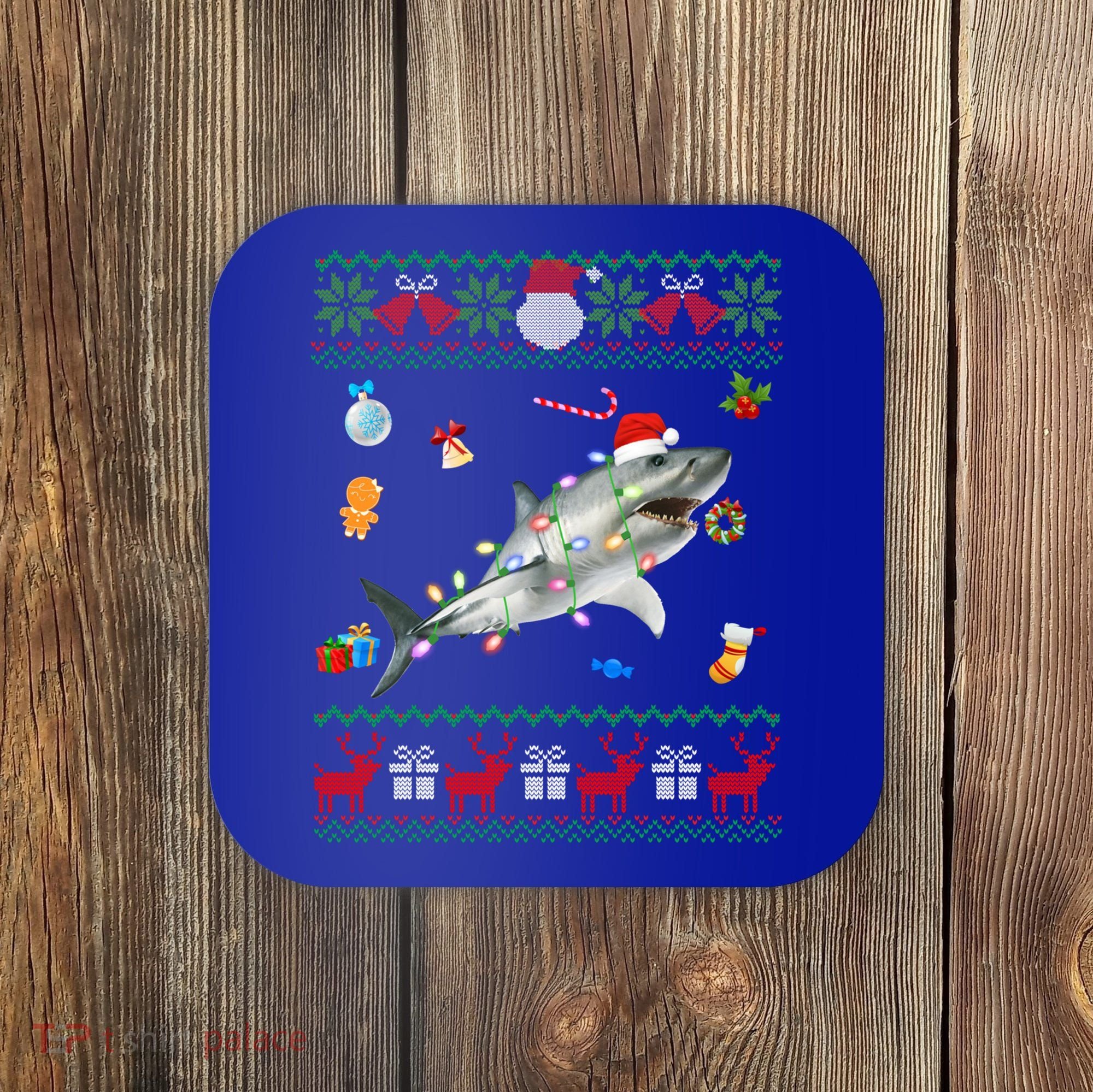 Funny Ugly Xmas Sweater Animals Lights Christmas Shark Meaningful Gift Coaster
