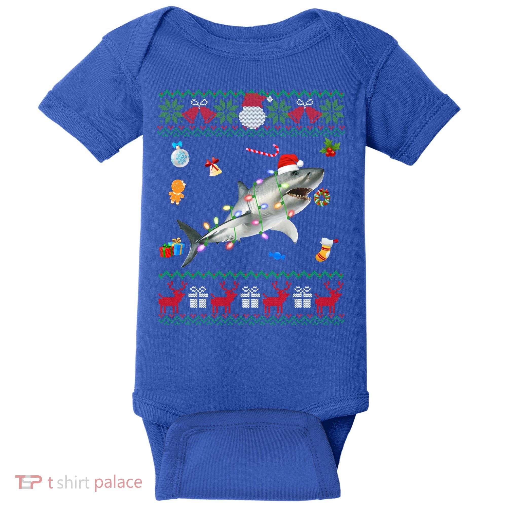 Funny Ugly Xmas Sweater Animals Lights Christmas Shark Meaningful Gift Baby Bodysuit