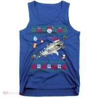 Funny Ugly Xmas Sweater Animals Lights Christmas Shark Meaningful Gift Tank Top thumb 0