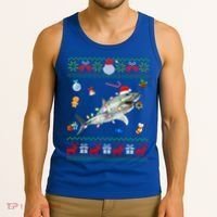 Funny Ugly Xmas Sweater Animals Lights Christmas Shark Meaningful Gift Tank Top thumb 3