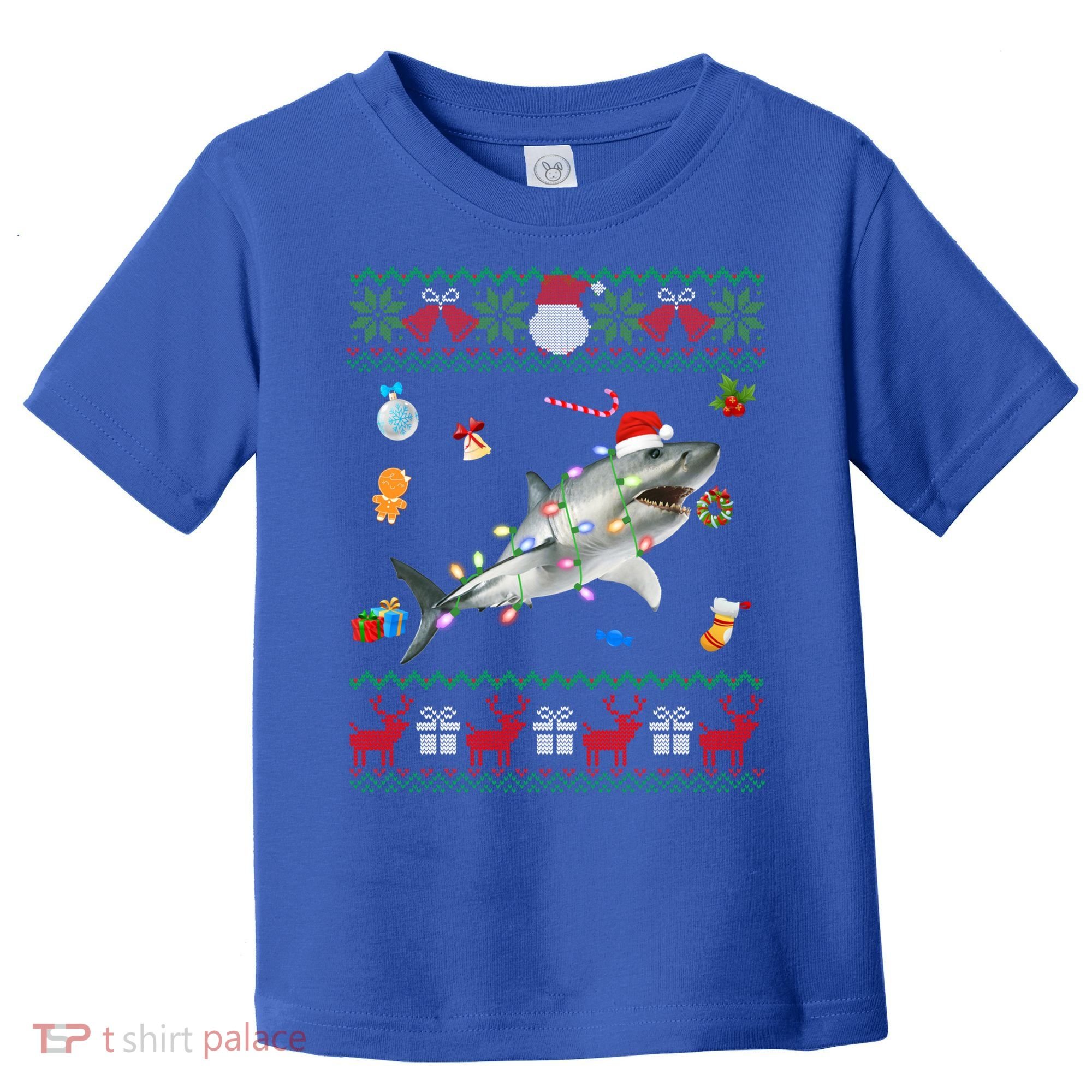 Funny Ugly Xmas Sweater Animals Lights Christmas Shark Meaningful Gift Toddler T-Shirt