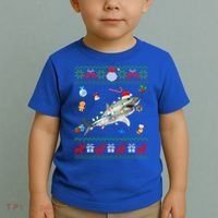 Funny Ugly Xmas Sweater Animals Lights Christmas Shark Meaningful Gift Toddler T-Shirt thumb 2