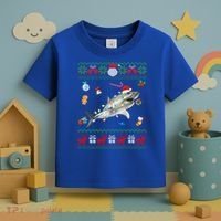 Funny Ugly Xmas Sweater Animals Lights Christmas Shark Meaningful Gift Toddler T-Shirt thumb 3