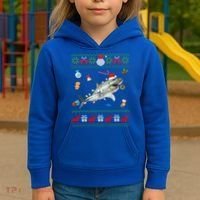 Funny Ugly Xmas Sweater Animals Lights Christmas Shark Meaningful Gift Kids Hoodie thumb 3