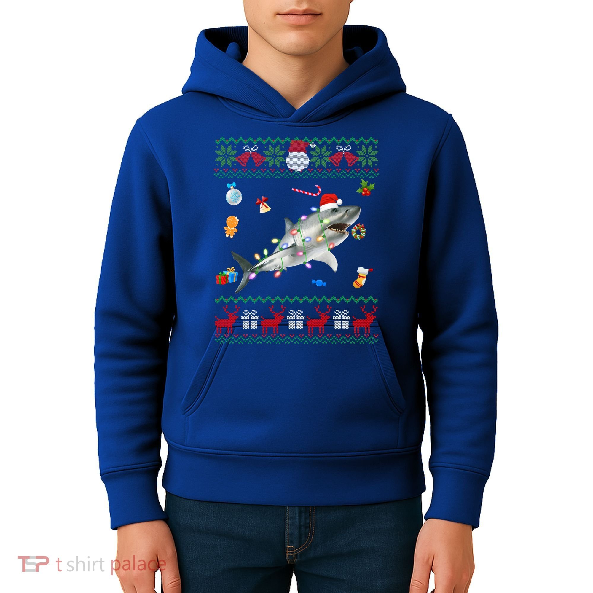 Funny Ugly Xmas Sweater Animals Lights Christmas Shark Meaningful Gift Kids Hoodie
