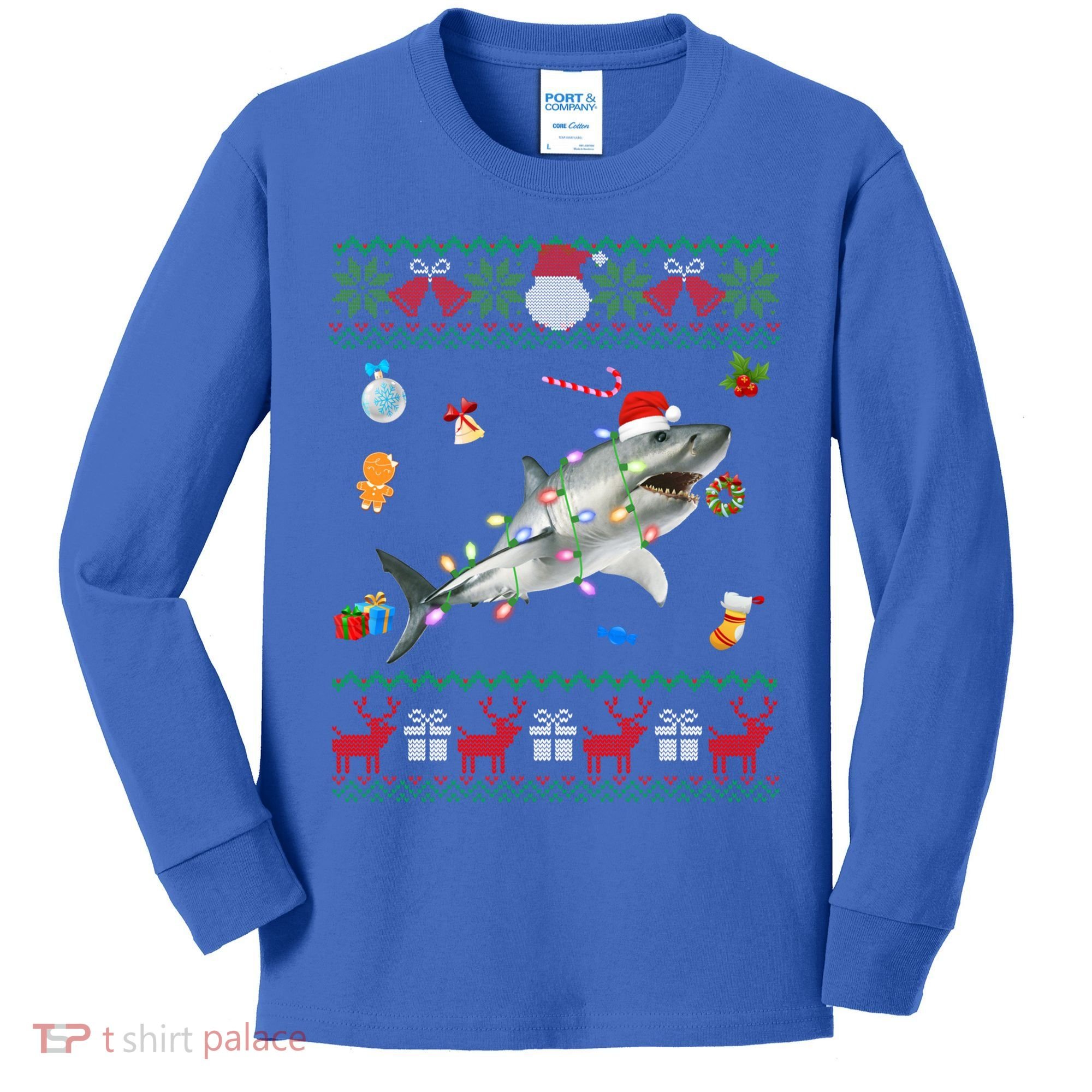 Funny Ugly Xmas Sweater Animals Lights Christmas Shark Meaningful Gift Kids Long Sleeve Shirt
