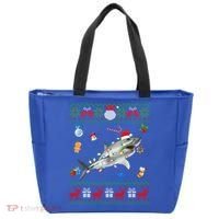 Funny Ugly Xmas Sweater Animals Lights Christmas Shark Meaningful Gift Tote Bag thumb 0
