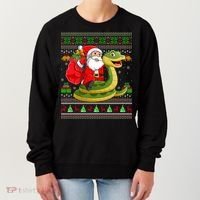 Funny Ugly Xmas Santa Riding Snake Christmas Gift Women's Sweatshirt thumb 0