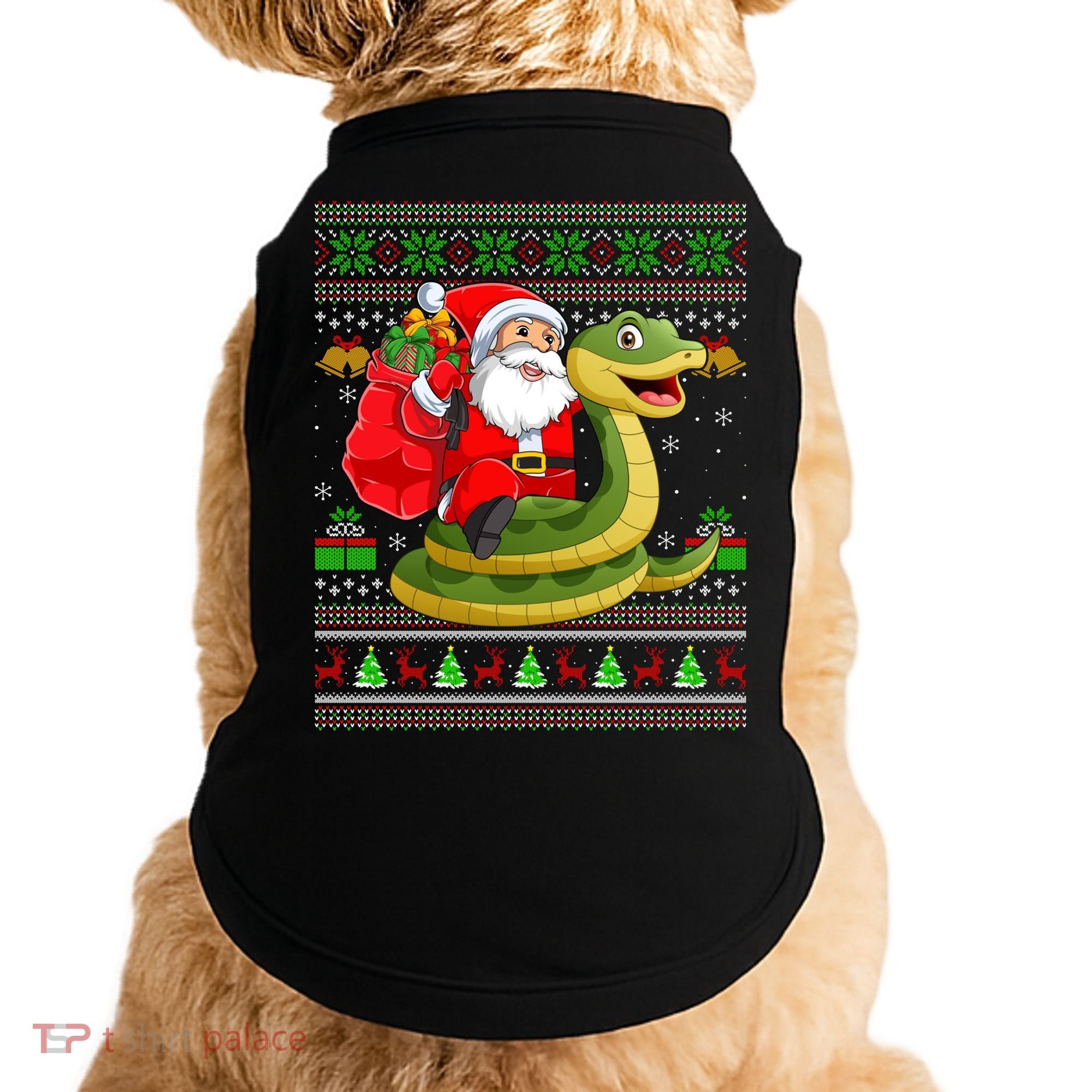 Funny Ugly Xmas Santa Riding Snake Christmas Gift Doggie Tank