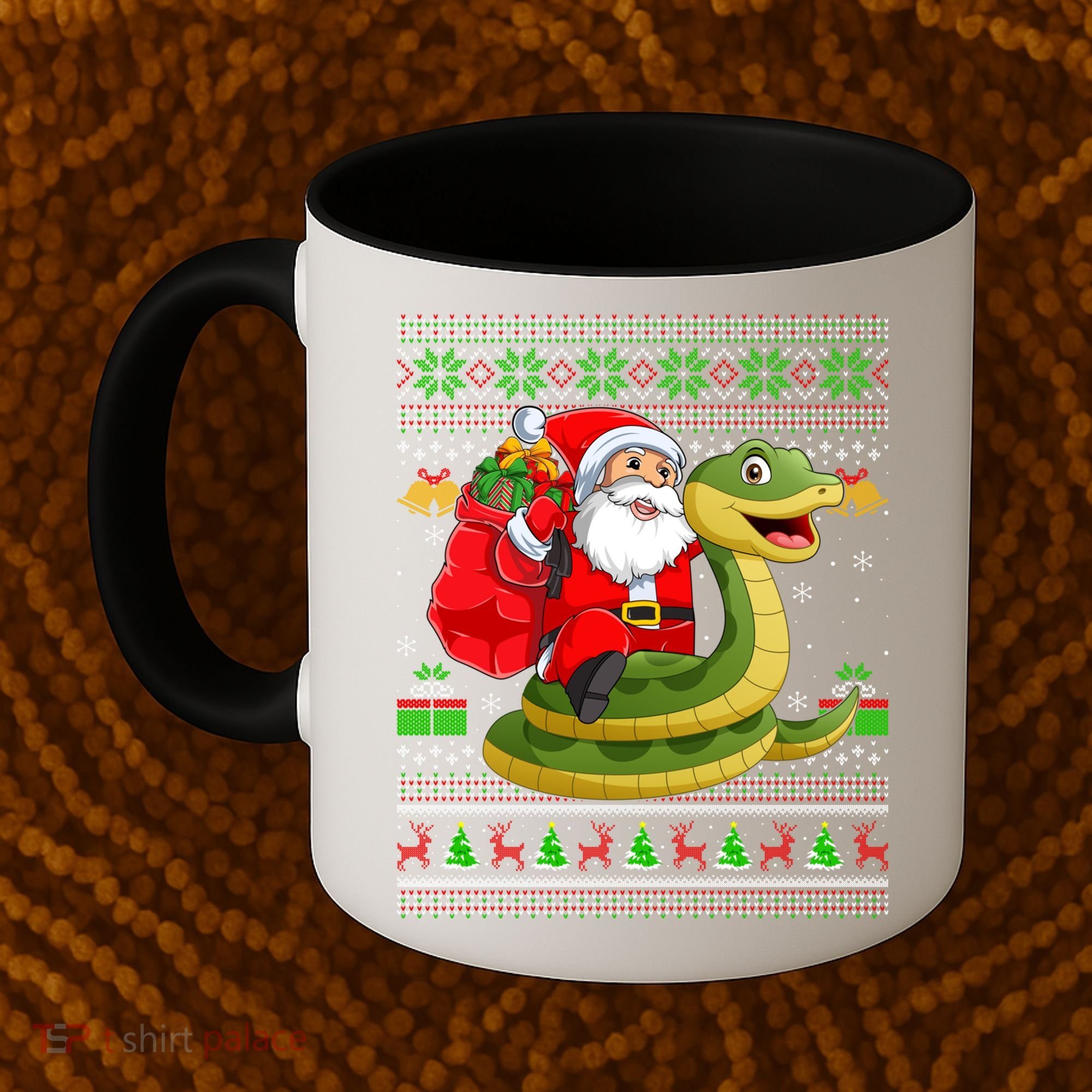 Funny Ugly Xmas Santa Riding Snake Christmas Gift Coffee Mug