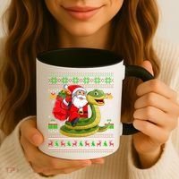 Funny Ugly Xmas Santa Riding Snake Christmas Gift Coffee Mug thumb 3