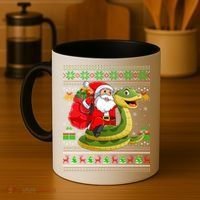 Funny Ugly Xmas Santa Riding Snake Christmas Gift Coffee Mug thumb 4