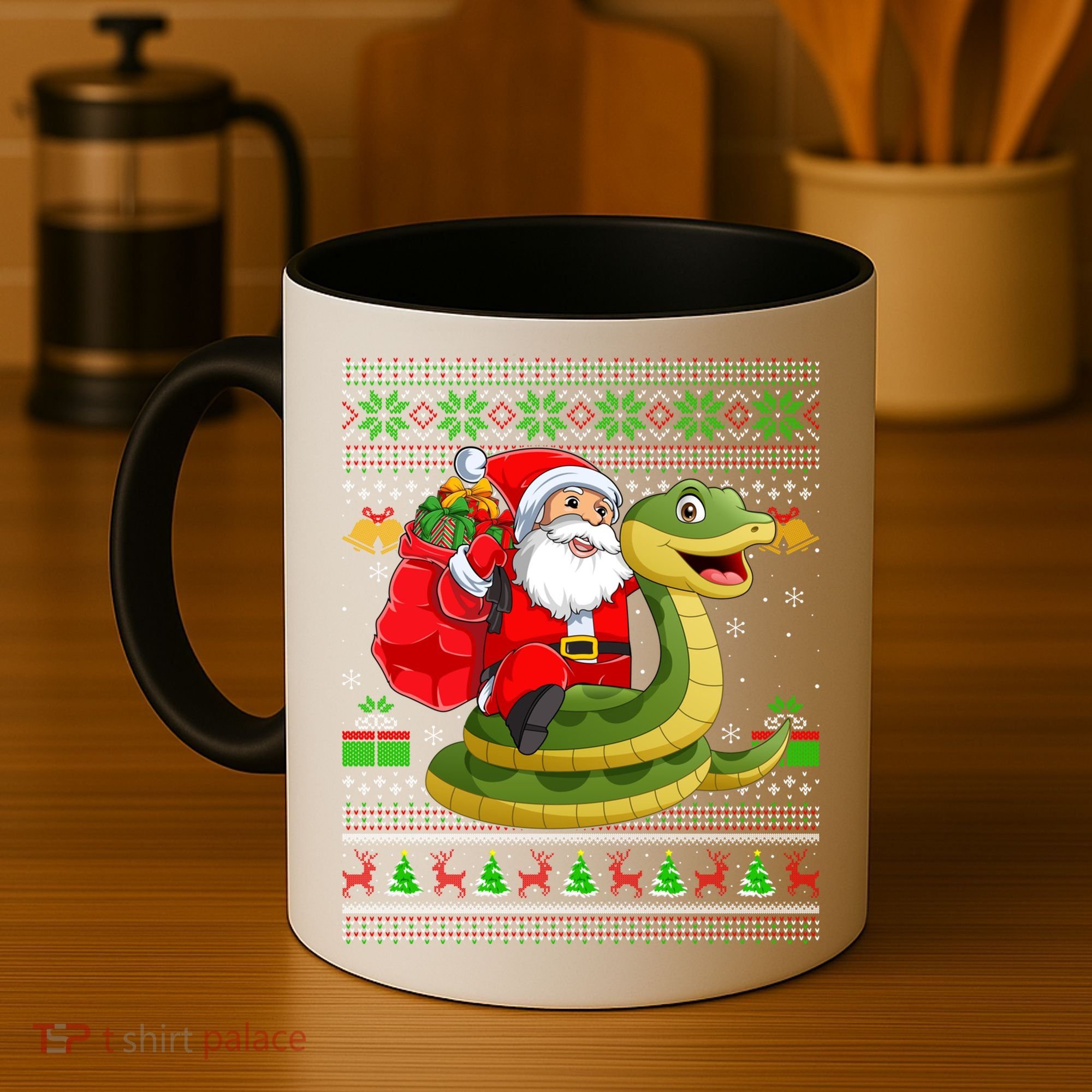 Funny Ugly Xmas Santa Riding Snake Christmas Gift Coffee Mug