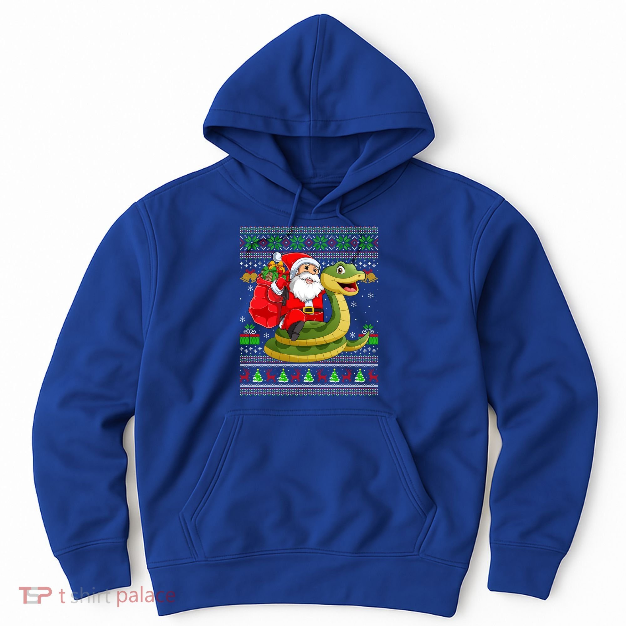 Funny Ugly Xmas Santa Riding Snake Christmas Gift Hoodie