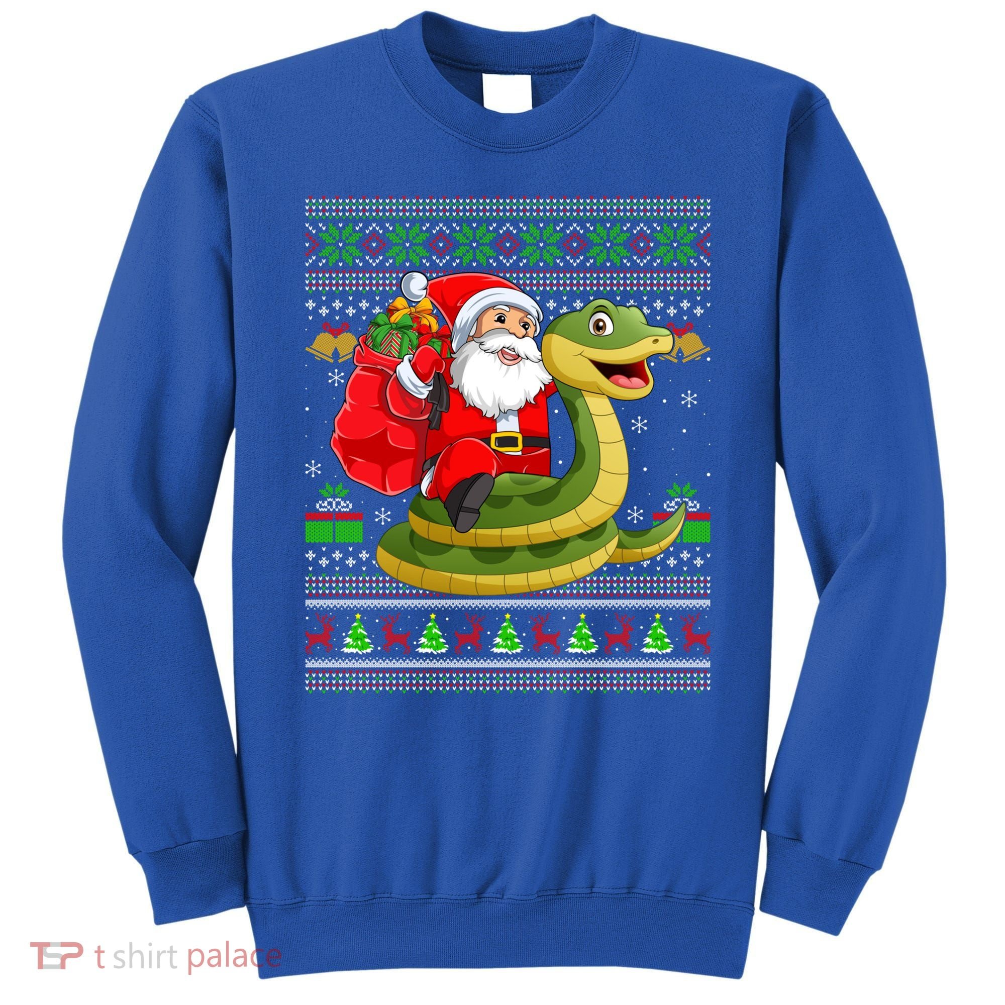 Funny Ugly Xmas Santa Riding Snake Christmas Gift Sweatshirt