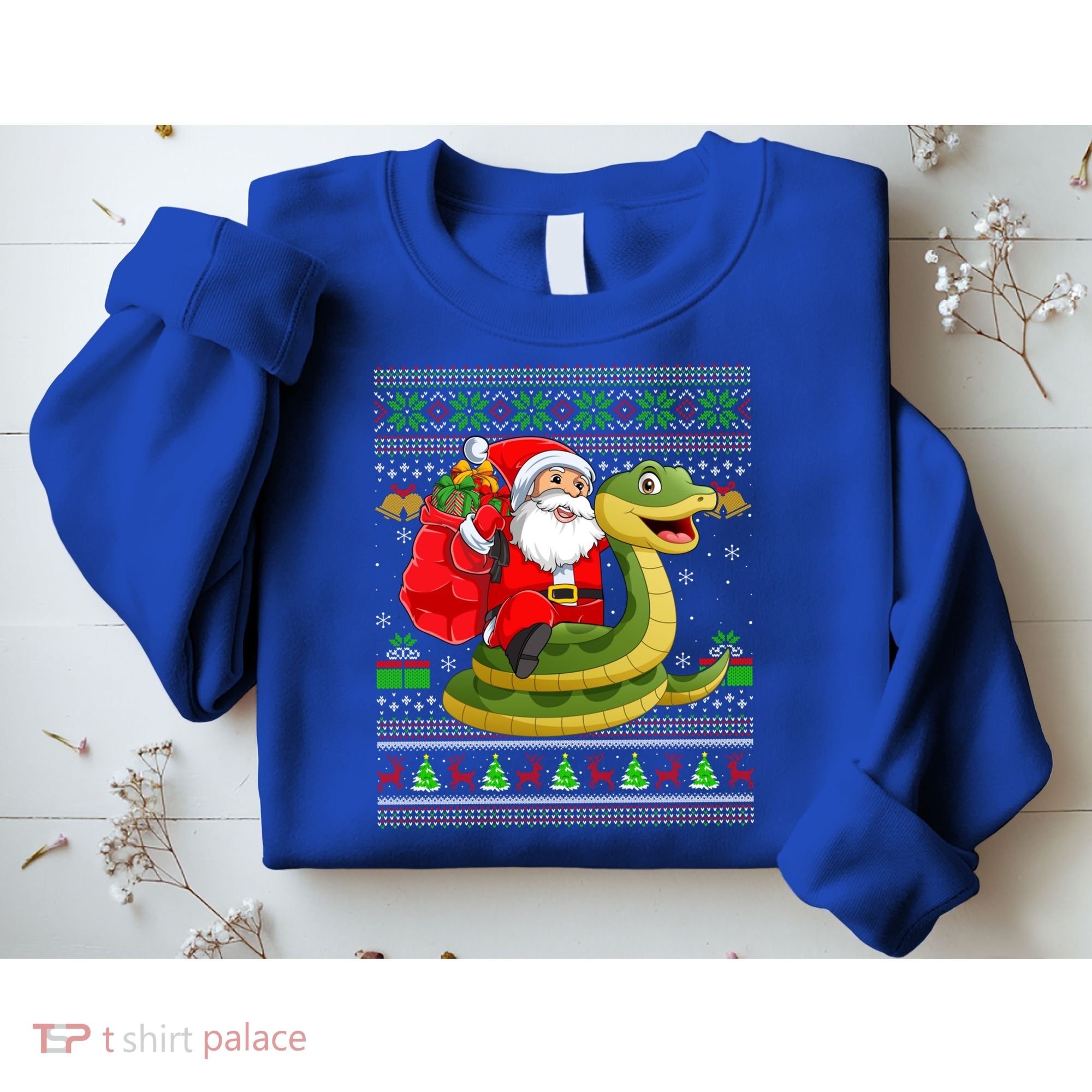 Funny Ugly Xmas Santa Riding Snake Christmas Gift Sweatshirt