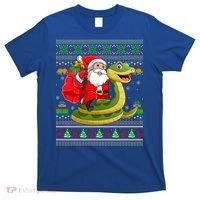 Funny Ugly Xmas Santa Riding Snake Christmas Gift T-Shirt thumb 0