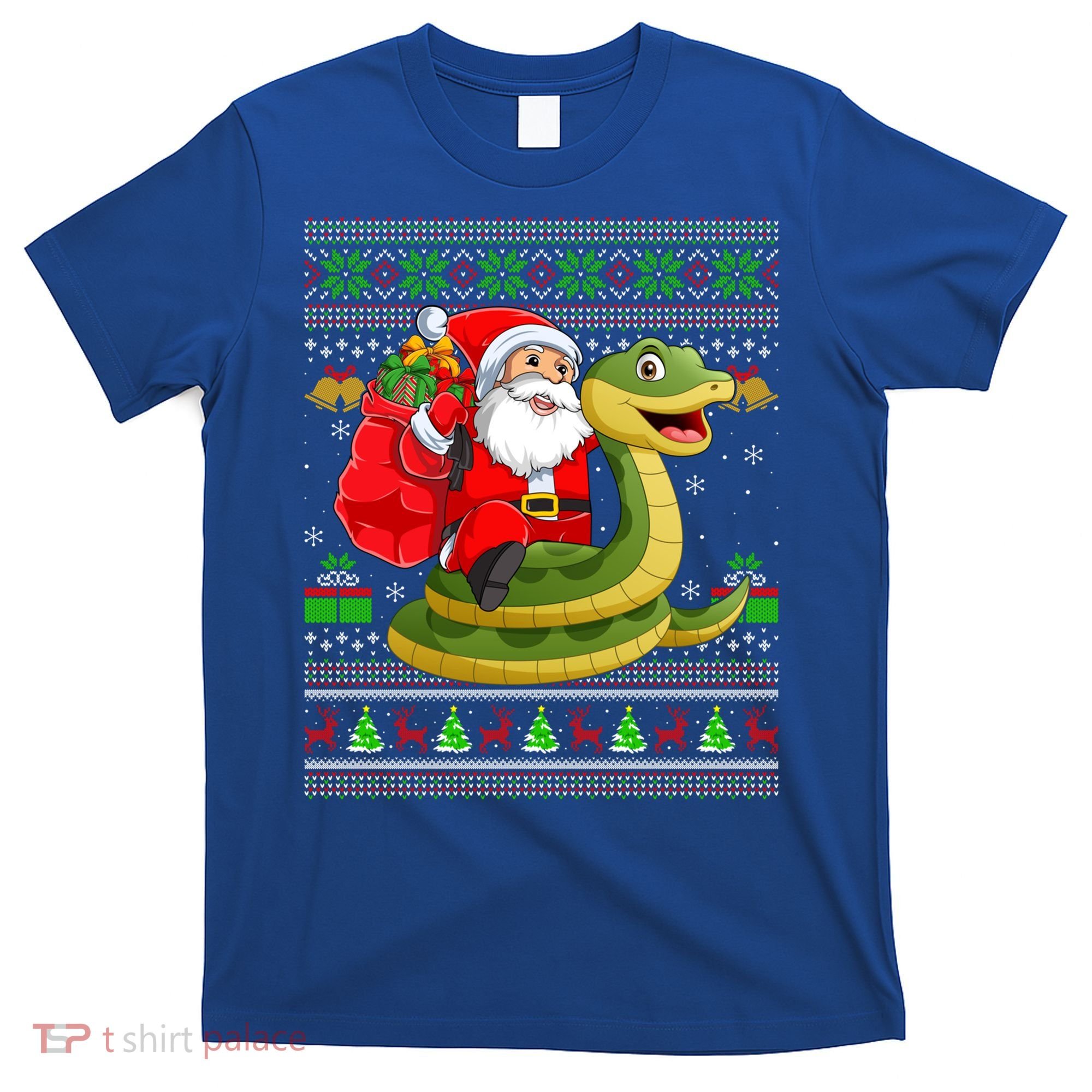 Funny Ugly Xmas Santa Riding Snake Christmas Gift T-Shirt