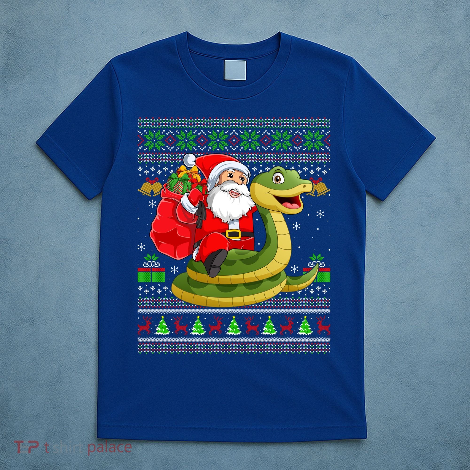 Funny Ugly Xmas Santa Riding Snake Christmas Gift T-Shirt