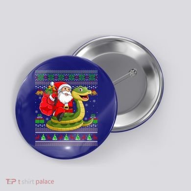 Funny Ugly Xmas Santa Riding Snake Christmas Gift Button