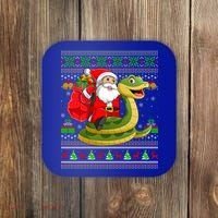 Funny Ugly Xmas Santa Riding Snake Christmas Gift Coaster thumb 0