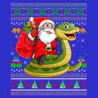 Funny Ugly Xmas Santa Riding Snake Christmas Gift Coaster thumb 2