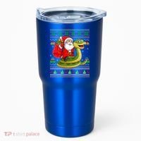 Funny Ugly Xmas Santa Riding Snake Christmas Gift Tumbler thumb 0