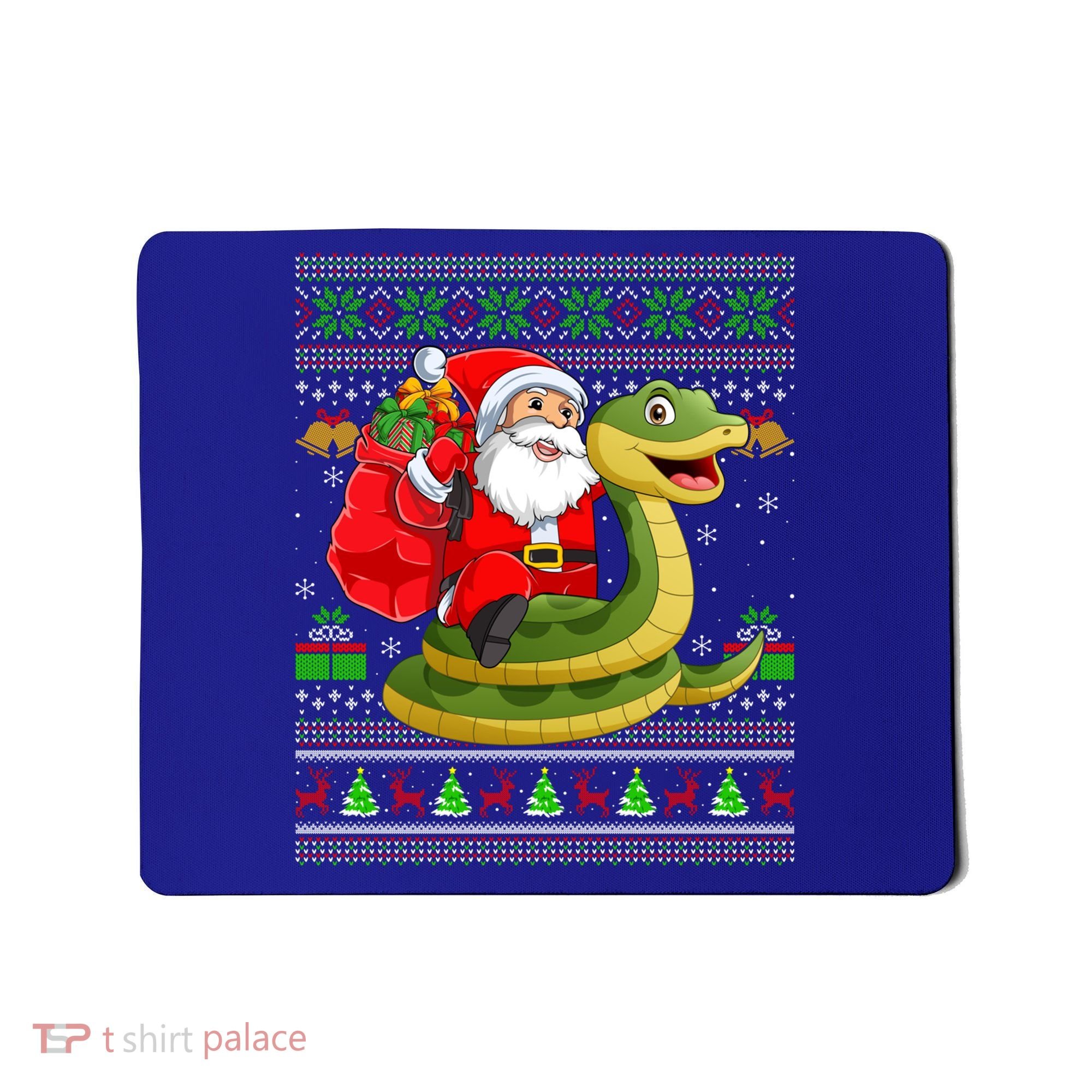 Funny Ugly Xmas Santa Riding Snake Christmas Gift Mousepad