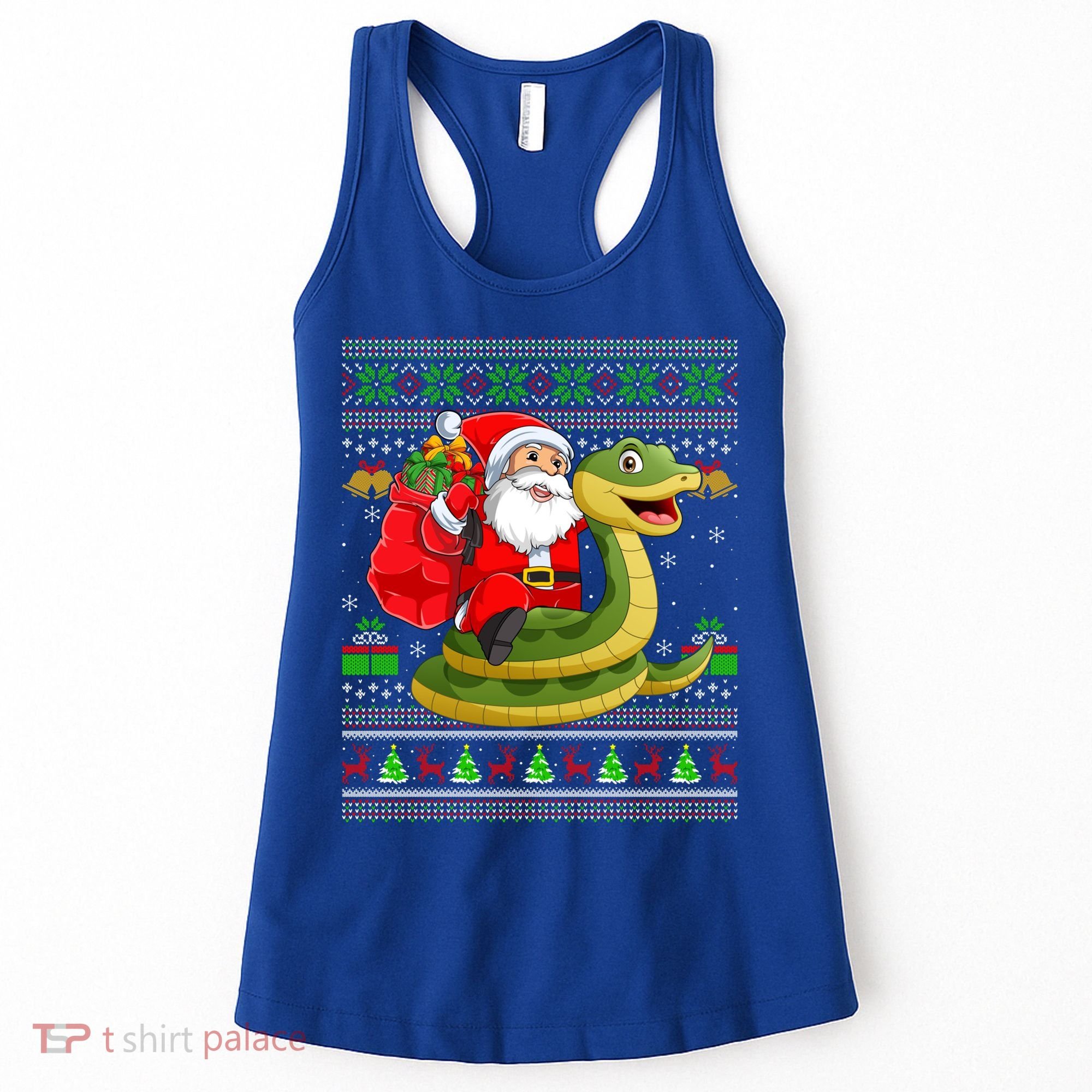 Funny Ugly Xmas Santa Riding Snake Christmas Gift Women's Tank Top