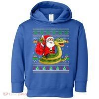 Funny Ugly Xmas Santa Riding Snake Christmas Gift Toddler Hoodie thumb 0