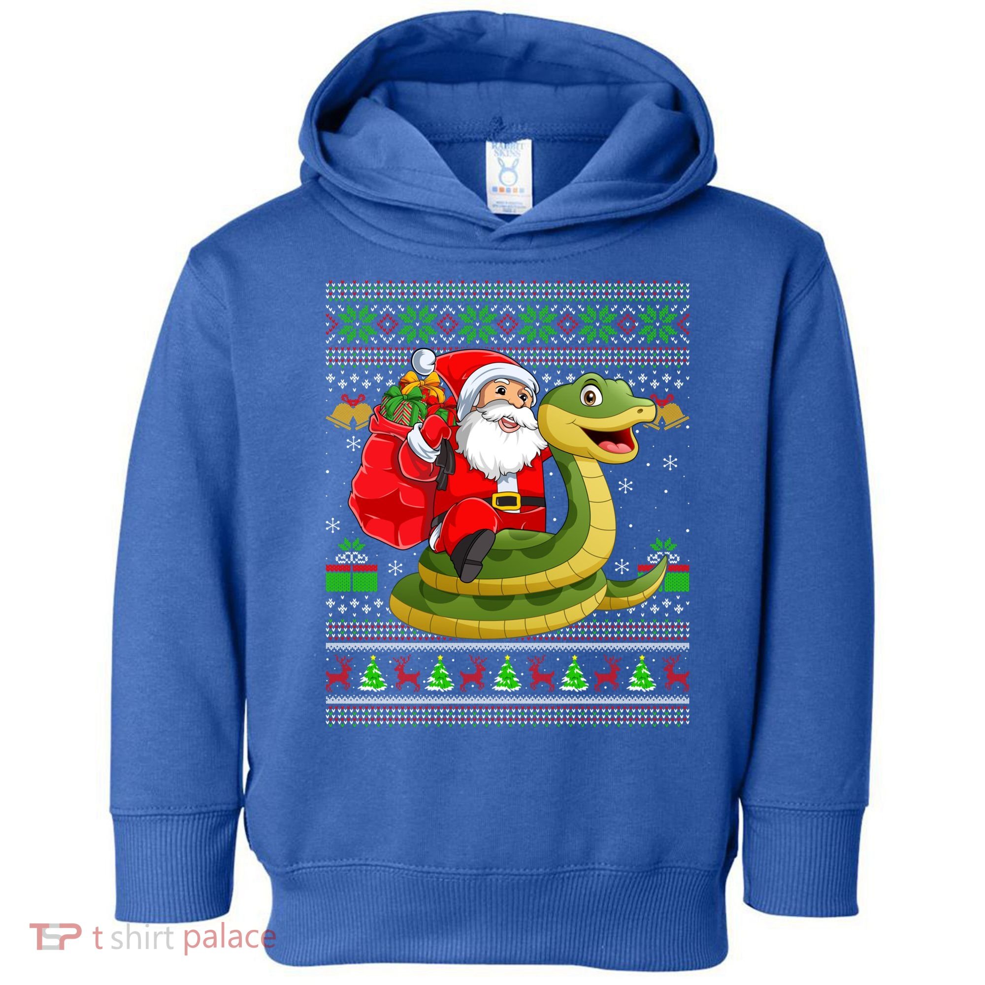 Funny Ugly Xmas Santa Riding Snake Christmas Gift Toddler Hoodie