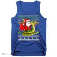 Funny Ugly Xmas Santa Riding Snake Christmas Gift Tank Top thumb 0