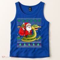 Funny Ugly Xmas Santa Riding Snake Christmas Gift Tank Top thumb 2