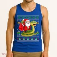 Funny Ugly Xmas Santa Riding Snake Christmas Gift Tank Top thumb 3